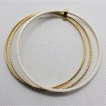 Vintage Gold Tone & White Set of 3 Bangle Bracelets Gold Photo 4