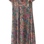 Takara  Women's Size 9 Floral Chiffon Babydoll‎ Button Front Sundress Maxi Dress Photo 0