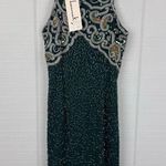 Laurence Kazar NWT Vintage Green Beaded Silk Floor Length Dress Formal Prom Gown Photo 0