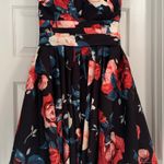 Short Floral Semi Formal Dress with Navy Blue Background Multiple Size M Photo 0
