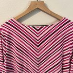 D & Co. Pink White Striped Chevron Stretch Knit Cotton Tunic Size XL Photo 2