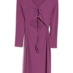 NSR New  Cut Out Ribbed Knit Bodycon Dress Long Sleeve Midi Purple Photo 1