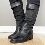Markon Black Suede Leather Suela Rose Embossed Mid Calf Pirate Boots~8~ Photo 5