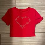 SheIn Red Heart Baby Tee Photo 0
