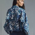 Pilcro Anthropologie  Blouse Batwing Flowy Oversized Ruffle Trim Blue Size S Photo 1
