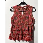 C Lab Sleeveless Tiered Floral V Neck Mock Neck Top Women's Medium Red Photo 1