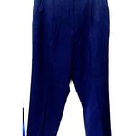 Kasper Vintage  navy Blue wool pants ASL womens 14P pleated cuffed wide leg Photo 0