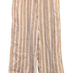 Banana Republic  Striped wide Leg Crop‎ Linen Blend Pants Tan White Small Photo 0
