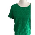 Skies Are Blue Leaf Print Green Short Sleeve Top Size Small Photo 3