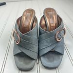 Ted Baker Womenโs Blue Suede Block Heel Mules with Buckle Detail Sz 37.5 (7.5) Photo 3
