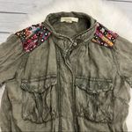 Staring At Stars  Army Green Embroidered Shirt Jacket Photo 1