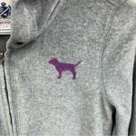 Victoria's Secret  Velour Full-Zip Hoodie Jacket Gray Small SM Pink Dog glitter Photo 2