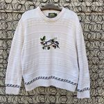 Cabela's Vintage 's Birds on a Branch Blue Jays Holly Knit Cottagecore Sweater LG Photo 0