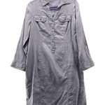 Boden Womens Dress Size 12‎ Pure Linen Shirt Dress Pockets Casual Spring Work Gray Photo 0