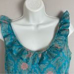 Anthropologie  Edme &‎ Esyllte Tank Top Turquoise Salmon Floral Sz 4 Empire Waist Photo 8