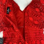 Lulus  women's size medium red lace dress first kiss v neck date wedding guest m Photo 6