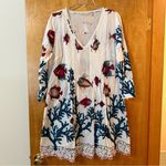 Soft Surroundings  Beach Cover Up Blouse Seychelles Beaded Tunic Top Fish Coral Photo 0