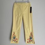 Tribal sz 4 audrey 70s mid rise straight capri floral‎ jean pants Yellow Photo 5