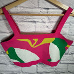 None Color Block Knit Cropped Tank Top | Size Large‎ Pink/multi-color shirt Photo 0