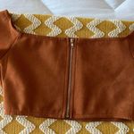 Sabo Skirt Brown Faux Suede Off Shoulder Crop Top Photo 3