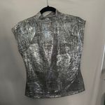 Anthropologie  Pilcro Cap-Sleeve Mock-Neck Silver Metallic Top XS Photo 2
