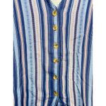 RD‎ & Koko Blue Stripe 3/4 Sleeve V Neck Cut Out Back Woven Women's Shirt Boho L Size L Photo 1