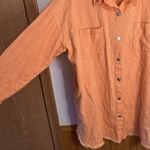 Fantastic Fawn Peach Frayed Hem Button Down Shirt Jacket Oversized Large Photo 1