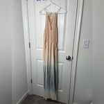 Lulus NWOT women’s peachy orange gray cream flowy halter tied maxi dress XS Photo 6