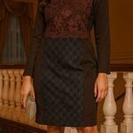 Shannon McLean Lace Tweed Dress Brown Vintage Dark Academia Career Event Photo 0
