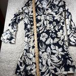 Mango MNG Floral Print Button Front Shirt Dress Black Cream XL Photo 11