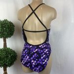 Speedo  Purple & Black Print 1 Piece Sport Athletic Swim Bathing Suit 14 Photo 1