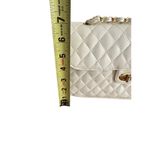 Quilted White Faux Leather Shoulder Bag With Gold Chain Strap & Turn Lock Photo 4