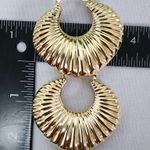 Statement Gold Chunky Scalloped Hoop Earrings Photo 6