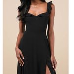 Lulus NWT Dreamy Admiration Black Ruffled Sweetheart Chiffon Maxi Dress Large Photo 3