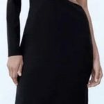 ZARA NWT  Asymmetric Cutout Midi Dress with Chain Accent Black Women's Size M Photo 0