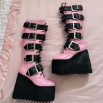 Dolls Kill COPY -  Widow Pink and Black Spiked Platform Boots Photo 1