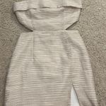 Runaway Clothes Gold and White Striped Side Cutout Mini Dress Photo 0