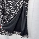 Urban Romantics  Black Spotted Animal Print Midi Skirt Side Slit Lettuce Trim Hem Photo 1