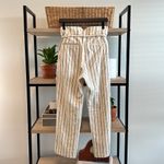 Anthropologie Maeve by Sutton Cotton Tapered Belt Neutral Stripe Cropped Pant, 8 Photo 6