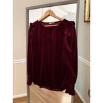 RJ 220 Y2K Long Sleeve Velvet Ruby Blouse Top Shirt Sz Large Babydoll Style Red Photo 1