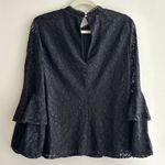 Laundry by Shelli Segal  Black Lace Ruffle Balloon Sleeve Blouse, Size Large Photo 15