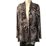 Premise Animal Print Open Front Shrug Cardigan Jacket XL Black White Photo 3