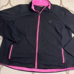Ralph Lauren Lauren  knit zip up black jacket with pink trim Photo 1