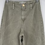 ZARA Wide Leg Jeans Dark Green Wash High Rise Cotton Cropped Women’s Size 2 Photo 1