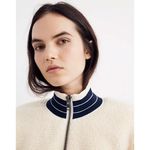 Madewell Sherpa Varsity Bomber Jacket in Ivory | Size XS Photo 2