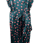 Queen B Maternity London Polka‎ Dot Satin Maxi Dress Teal Red Ruffle Hem Size 16 Green Photo 0