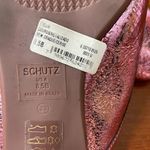 Schutz Evelin Metallic Leather Shearling Mule/Slides in Pink Crackle Sz 8.5 Photo 6