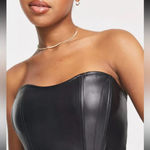 Bershka  faux leather corset top in black size medium brand new with tags Photo 3