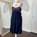 Mango MNG Suit Euro Early 2000's Black Pink Frilly Lace Babydoll Mini Dress XS Photo 5