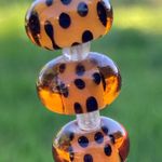 Cheetah Leopard Print Indian Glass Bead Dangle Earrings Orange Photo 2